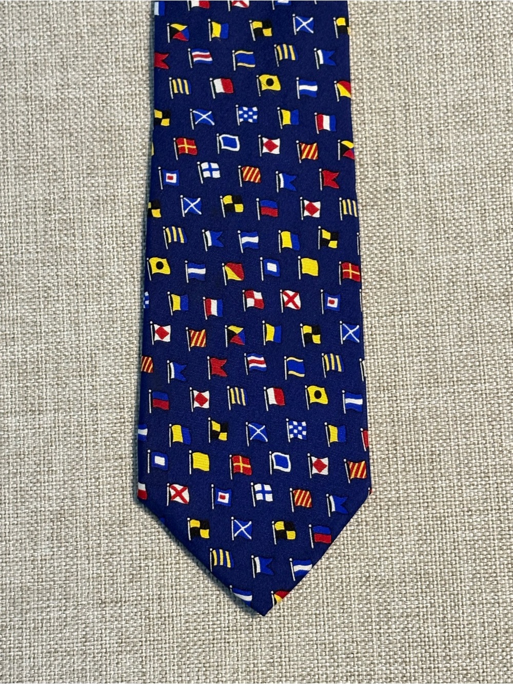 Alynn A-Z International Flags Silk Tie Navy Nautical Made USA